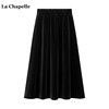 拉夏贝尔/La Chapelle冬季黑色丝绒加绒半身裙女中长款伞裙A字裙