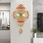 欧式轻奢挂钟客厅豪华家用时尚石英钟复古大气时钟表美式金属挂表