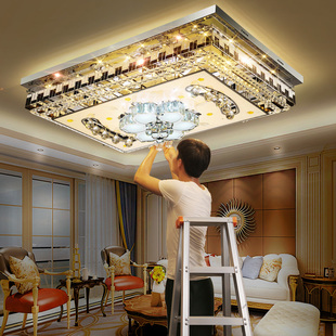 客厅灯2024年长方形水晶灯轻奢现代简约卧室灯，led吸顶灯灯具