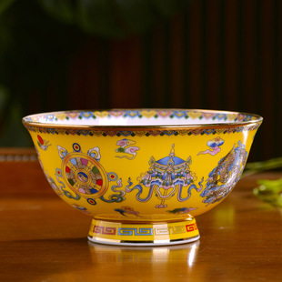 景德镇陶瓷器藏族八宝碗，中式家用骨瓷，碗碟餐具套装饭面碗菜盘碟子