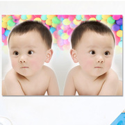 婚房墙贴画 龙凤双胞胎胎教海报宝宝画报 婴儿早教照片男宝宝图片