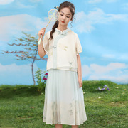 女童汉服套装夏季中国风，童装旗袍新中式唐装中国风儿童马面裙