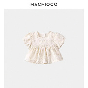 macmioco邂逅女童娃娃衫儿童，碎花衬衫女孩，甜美泡泡袖上衣