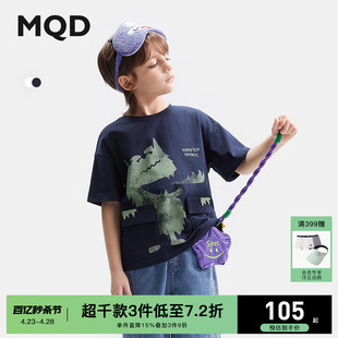 怪兽系列mqd童装儿童纯棉，t恤24夏亲肤透气男童印花短袖上衣