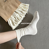 白色袜子女春秋季纯棉，中筒月子袜纯白长袜，夏季夏天堆堆纯色长筒袜