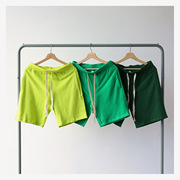 毛夏季(毛夏季)女纯棉短裤宽松绿色绿色，绿圈2020bf风翠男深布荧光