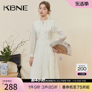 连衣裙女白色中国风新中式，女装kbne2024春季长袖绝美气质裙子