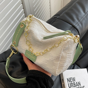 今年流行包包女包2024斜挎包小众设计布包百搭链条单肩枕头包