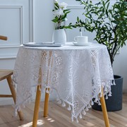 复古镂空蕾丝桌布盖布ins风长方形，白色田园餐桌布圆桌圆形小台布