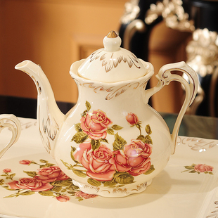 欧式陶瓷大茶壶家用冷水壶咖啡杯具茶壶大容量热水壶冲咖啡壶耐热