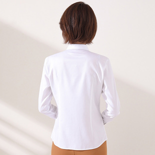 高货高档桑蚕丝白色衬衫女款长袖修身职业正装气质免烫垂感衬衣工