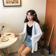 韩国chic夏季仙女防晒衣女中长款开衫雪纺很仙的上衣薄款防晒外套