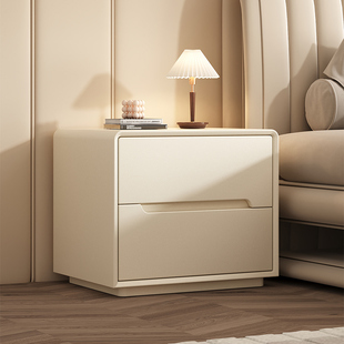 全实木床头柜小型简约现代2024床边柜奶油风轻奢高级感储物柜