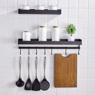 免打孔厨房置物架壁挂式创意，厨具用品多功能黑色，调味品收纳调料架