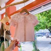 女童衬衫夏季薄款蕾丝花边领纯棉女宝宝短袖，衬衣潮夏款娃娃衫儿童