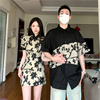 小众设计感情侣装夏季韩版短袖，t恤女旗袍，连衣裙法式一裙一衣ins潮