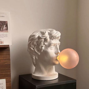 大卫雕塑泡泡氛围创意台灯北欧设计师客厅卧室床头艺术装饰摆件
