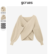 gcrues2024春装针织衫外搭套头毛衣设计感短款上衣女秋冬外套