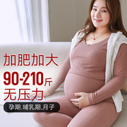 孕妇睡衣秋衣秋裤加肥加大200斤产后哺乳月子服，棉毛衫打底超大码