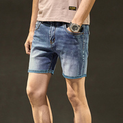薄款三分牛仔短裤男生夏季休闲弹力修身宽松复古直筒韩版五分中裤