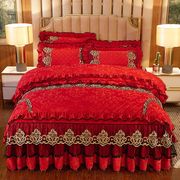 欧式床上床裙四件套加厚秋冬季保暖双面纯色，床罩被套1.8m床品床套