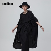 odbo欧迪比欧原创设计垂坠感蝙蝠袖衬衫，女秋装2023时尚上衣