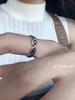 YoRoooi 麻花星星戒指女韩国小众复古做旧个性高级感开口指环