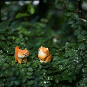 木雕微景观 花园装饰园艺手工摆件拍摄道具小猫咪 迷你柴犬橘猫