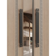 新中式仿古铜祥云玻璃门拉手现代酒店木门把手不锈钢扶手黑色