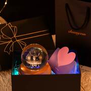 3D内雕星系水晶球伴手礼发光小发条音乐盒充电小夜灯生日礼物