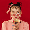 8cm迷你小扇子娃娃头饰，扇子折扇红色婚纱拍摄道具，中国风创意金色