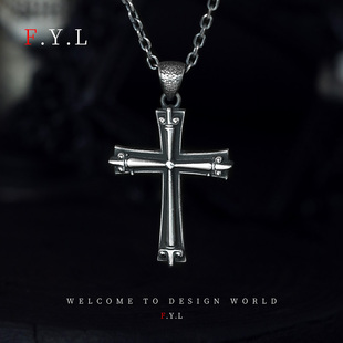 f.y.l《骑士十字架》999纯银，男士项链个性简约设计感救赎挂坠吊坠