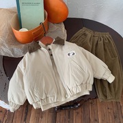 日本女宝宝拉链衫短款棉服外套冬装，保暖棉衣中性男韩系，文艺范儿童(范儿童)