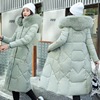 欧美冬时尚大码棉服女长款韩版收腰过膝加厚大毛领，棉袄衣外套