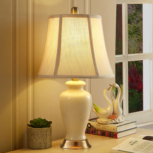 美式陶瓷台灯卧室床头柜灯欧式创意简约现代中式房间装饰温馨