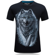 2022新3d短袖男式t恤立体霸气个性圆领t恤有加大码-雪狼