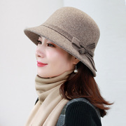 羊毛呢妈妈帽气质，潮流中年女秋冬季韩版时尚洋气中老年人帽子