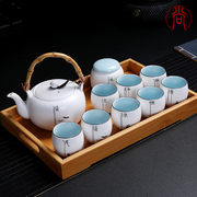 茶杯茶具一套装小套办公室会客客厅家用带托盘简约泡茶壶陶瓷杯子
