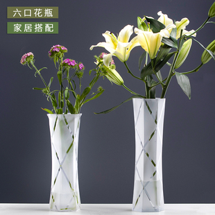 玻璃花瓶磨砂透明富贵竹水养百合花瓶摆件客厅插花干花家用特大号