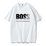 boss创意印花涨暗示工资短袖，t恤男纯棉半袖，学生情侣装宽松夏季