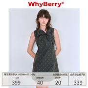 whyberry24ss“星的重奏”微a无袖连衣裙，不规则蝴蝶结修身裙子女