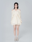韩语琳挂脖式连衣裙女夏季蝙蝠长袖短裙今年流行漂亮套装裙子