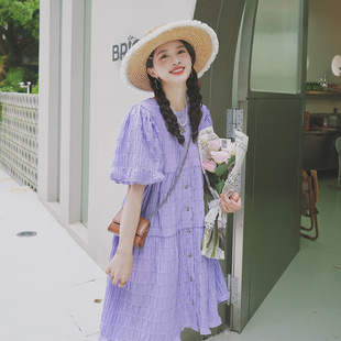 高级感淡紫色连衣裙，女夏季2023小个子，超仙气质今年流行的裙子
