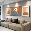 创意客厅装饰画现代简约抽象沙发背景墙，挂画高档大气组合三联壁画