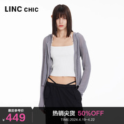 LINCCHIC金羽杰2024年夏季短款连帽防晒针织开衫女S242CR416Y