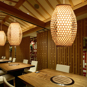 定制新中式禅意吊灯日式餐厅灯单头吧台竹编鸟笼灯具阳台灯笼茶室