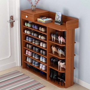 家用超薄鞋柜中式多层简易储物架收纳柜子，玄关门口仿实木创意鞋架