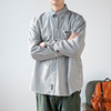 2022春季竖条纹衬衫男长袖日系学生衬衣宽松复古外套韩版潮流寸衫