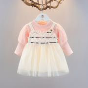 1-2-3岁女童韩版连衣裙童甜美纱裙，周岁女宝宝，春装长袖公主裙春季