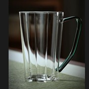 绿茶杯高级泡茶水杯花茶，玻璃杯带把手家用耐高温杯子